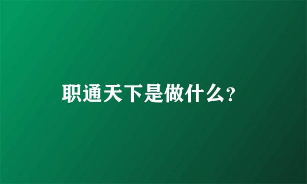 职通天下是做什么？