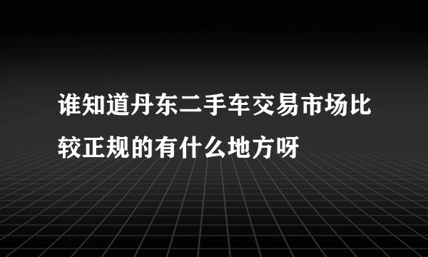 谁知道丹东二手车交易市场比较正规的有什么地方呀
