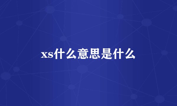 xs什么意思是什么