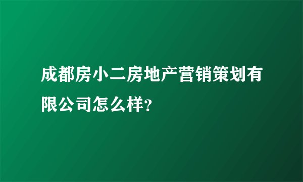 成都房小二房地产营销策划有限公司怎么样？