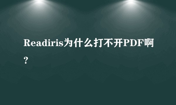 Readiris为什么打不开PDF啊?