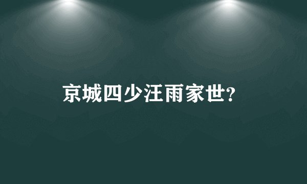 京城四少汪雨家世？