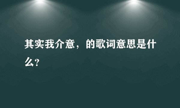 其实我介意，的歌词意思是什么？