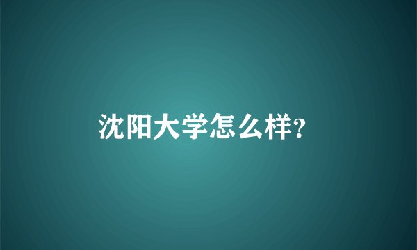 沈阳大学怎么样？
