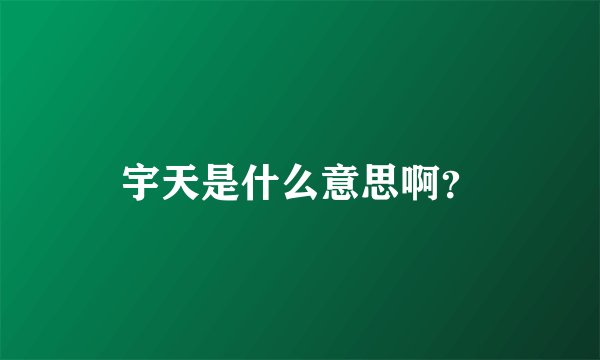 宇天是什么意思啊？