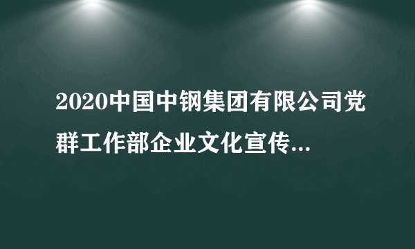 2020中国中钢集团有限公司党群工作部企业文化宣传岗招聘1人公告