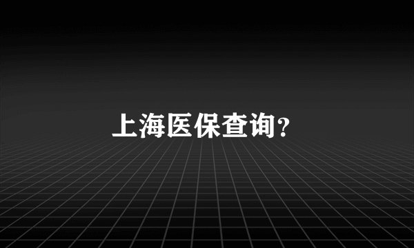 上海医保查询？