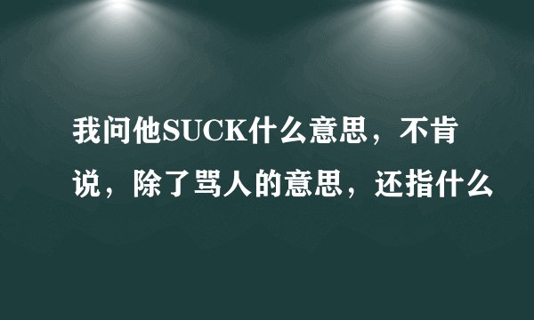 我问他SUCK什么意思，不肯说，除了骂人的意思，还指什么