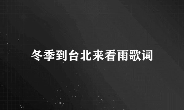 冬季到台北来看雨歌词