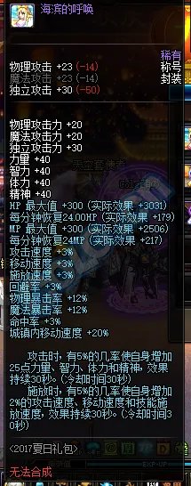 DNF2017夏日礼包上架 时装宠物光环属性一览