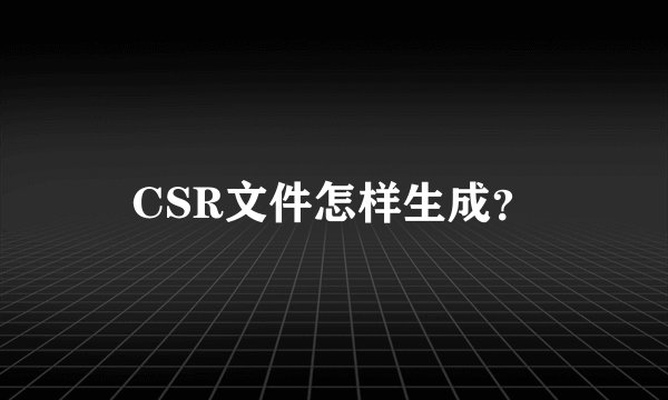 CSR文件怎样生成？