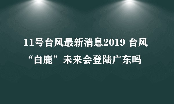 11号台风最新消息2019 台风“白鹿”未来会登陆广东吗