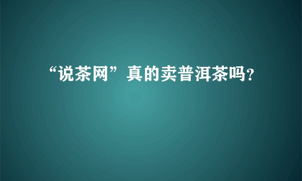 “说茶网”真的卖普洱茶吗？