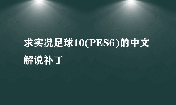 求实况足球10(PES6)的中文解说补丁