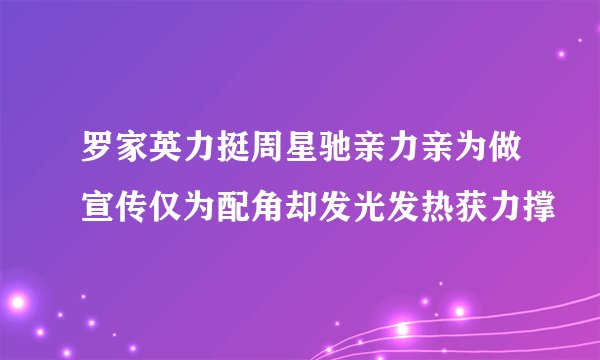 罗家英力挺周星驰亲力亲为做宣传仅为配角却发光发热获力撑