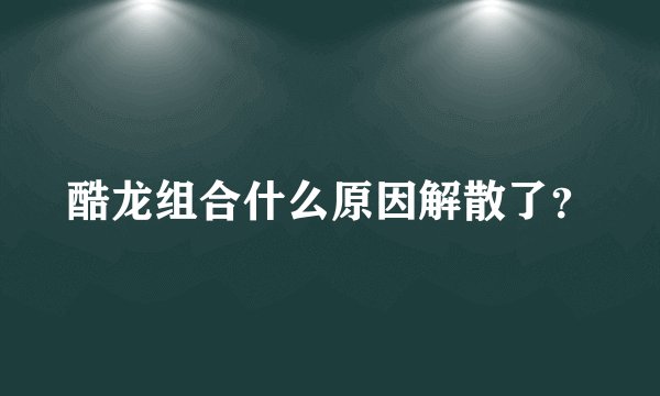 酷龙组合什么原因解散了？