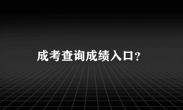 成考查询成绩入口？