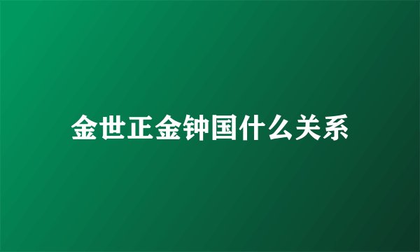 金世正金钟国什么关系