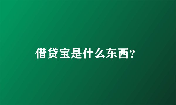 借贷宝是什么东西？