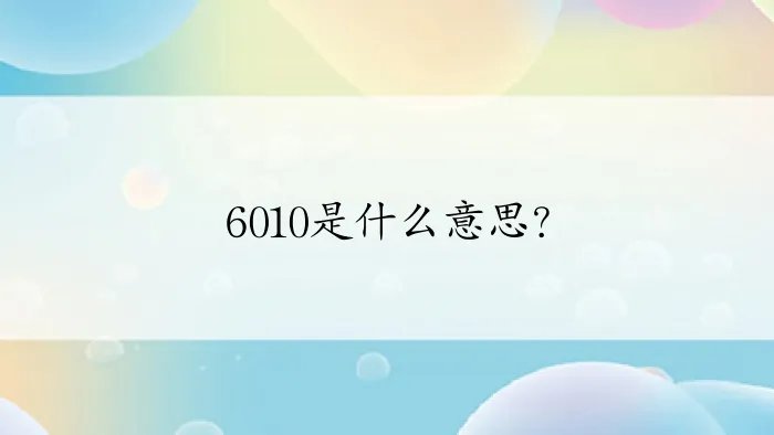 6010是什么意思？