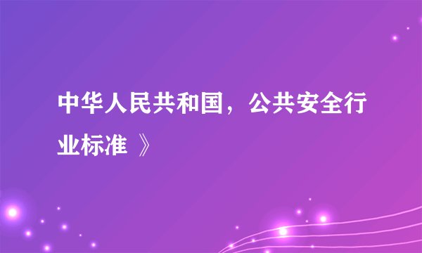 中华人民共和国，公共安全行业标准 》