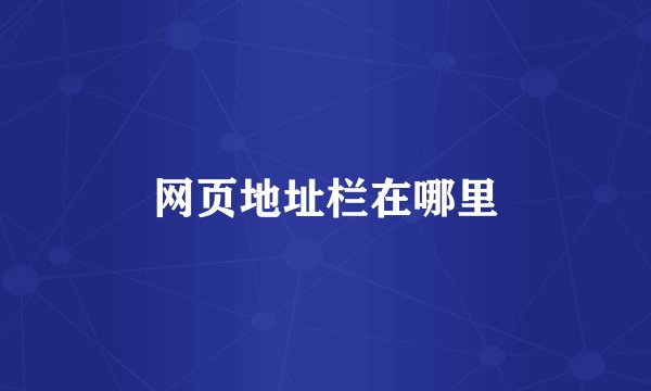 网页地址栏在哪里