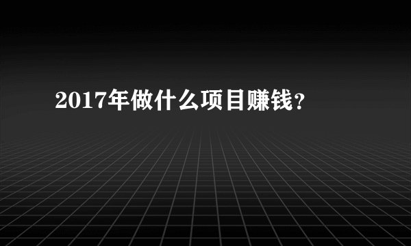 2017年做什么项目赚钱？