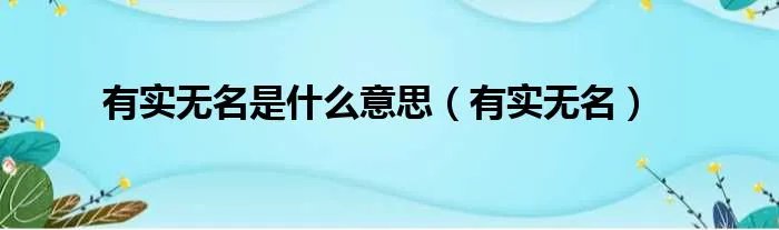 有实无名是什么意思（有实无名）