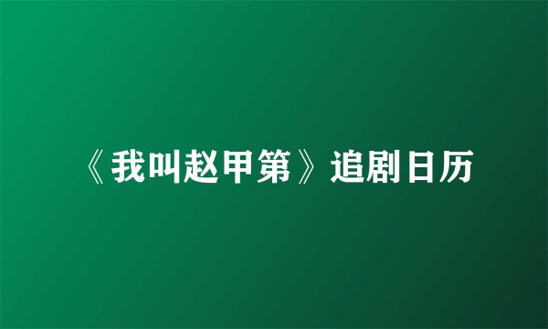 《我叫赵甲第》追剧日历