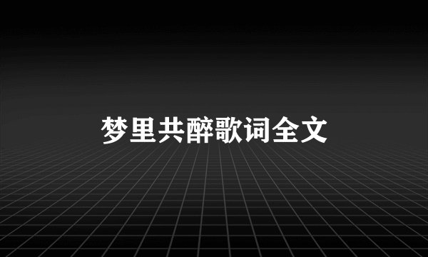 梦里共醉歌词全文