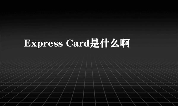 Express Card是什么啊