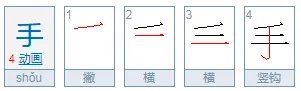 手字的笔顺笔画顺序