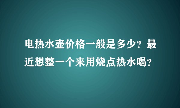 电热水壶价格一般是多少？最近想整一个来用烧点热水喝？