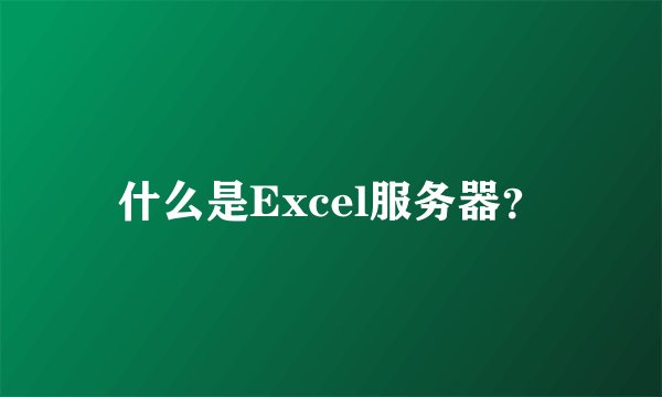什么是Excel服务器？