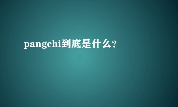 pangchi到底是什么？