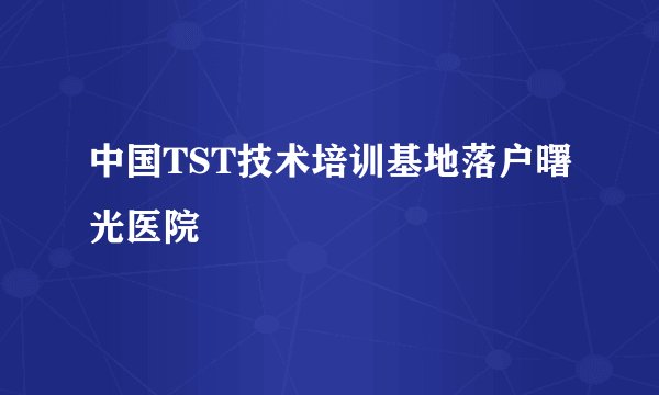 中国TST技术培训基地落户曙光医院