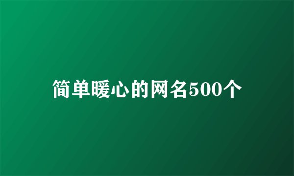 简单暖心的网名500个
