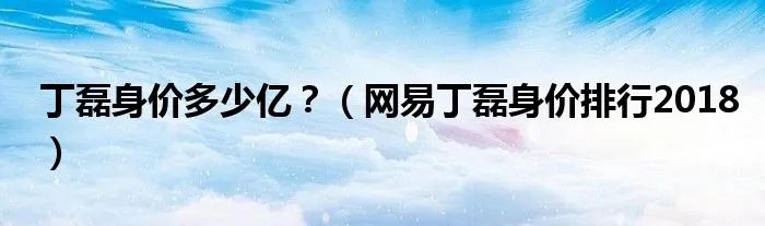 丁磊身价多少亿？（网易丁磊身价排行2018）