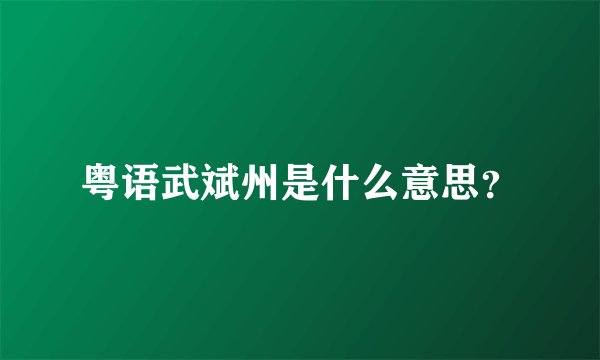 粤语武斌州是什么意思？