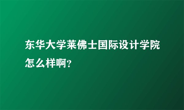 东华大学莱佛士国际设计学院怎么样啊？