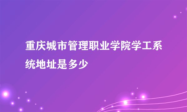重庆城市管理职业学院学工系统地址是多少