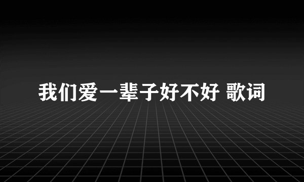 我们爱一辈子好不好 歌词