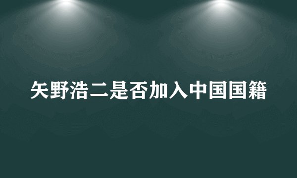 矢野浩二是否加入中国国籍
