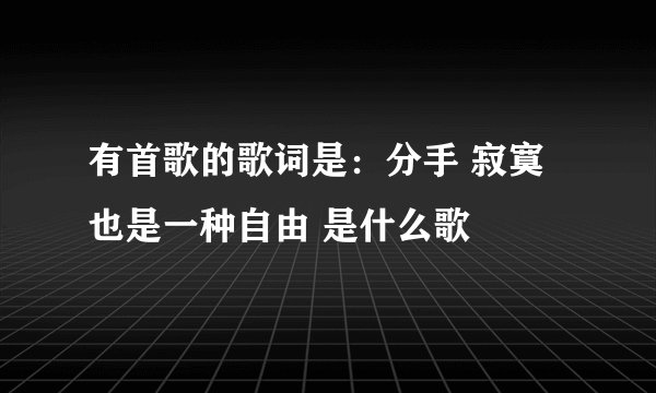 有首歌的歌词是：分手 寂寞也是一种自由 是什么歌