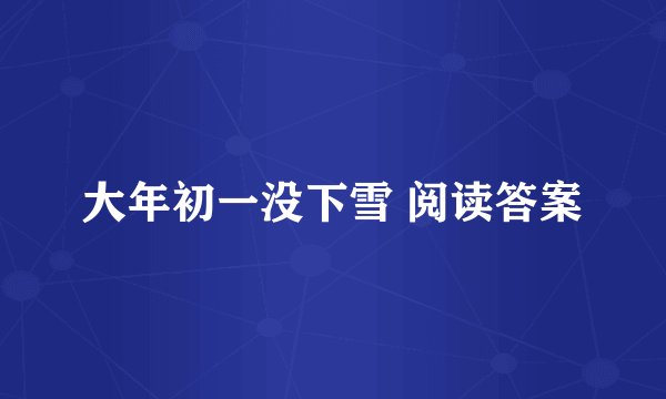 大年初一没下雪 阅读答案