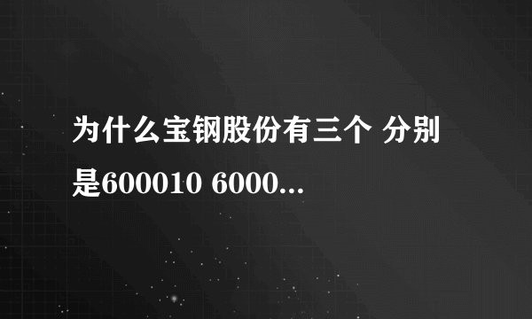 为什么宝钢股份有三个 分别是600010 600019 600379