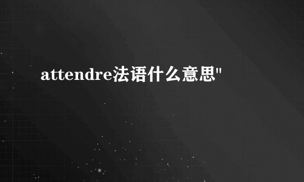 attendre法语什么意思