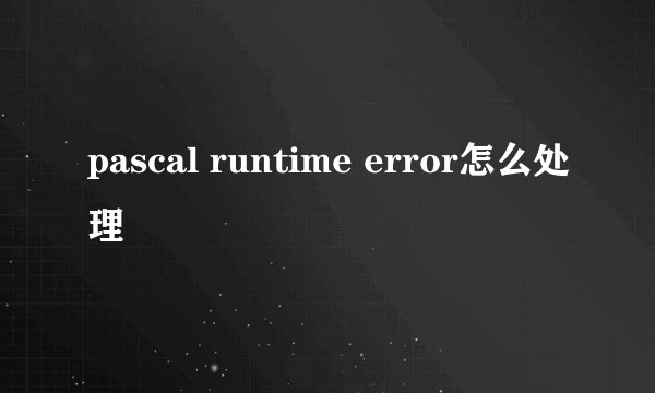 pascal runtime error怎么处理