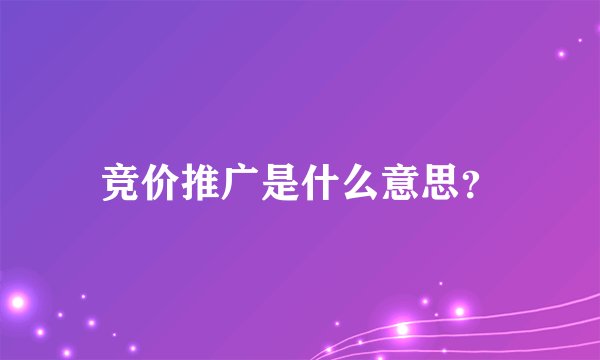 竞价推广是什么意思？