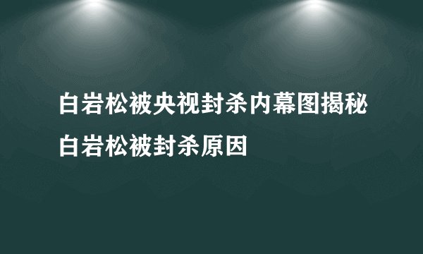 白岩松被央视封杀内幕图揭秘白岩松被封杀原因